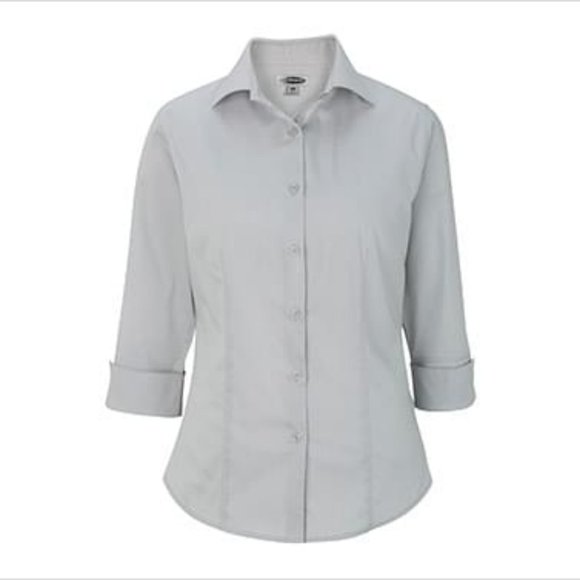 Edwards | Stretch Broadcloth Blouse in Platinum M-L-XL #5033 NWT - Picture 1 of 5